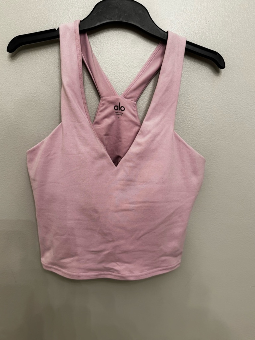 ALO Collection Pink Racerback V-Neck Crop Tank Bra